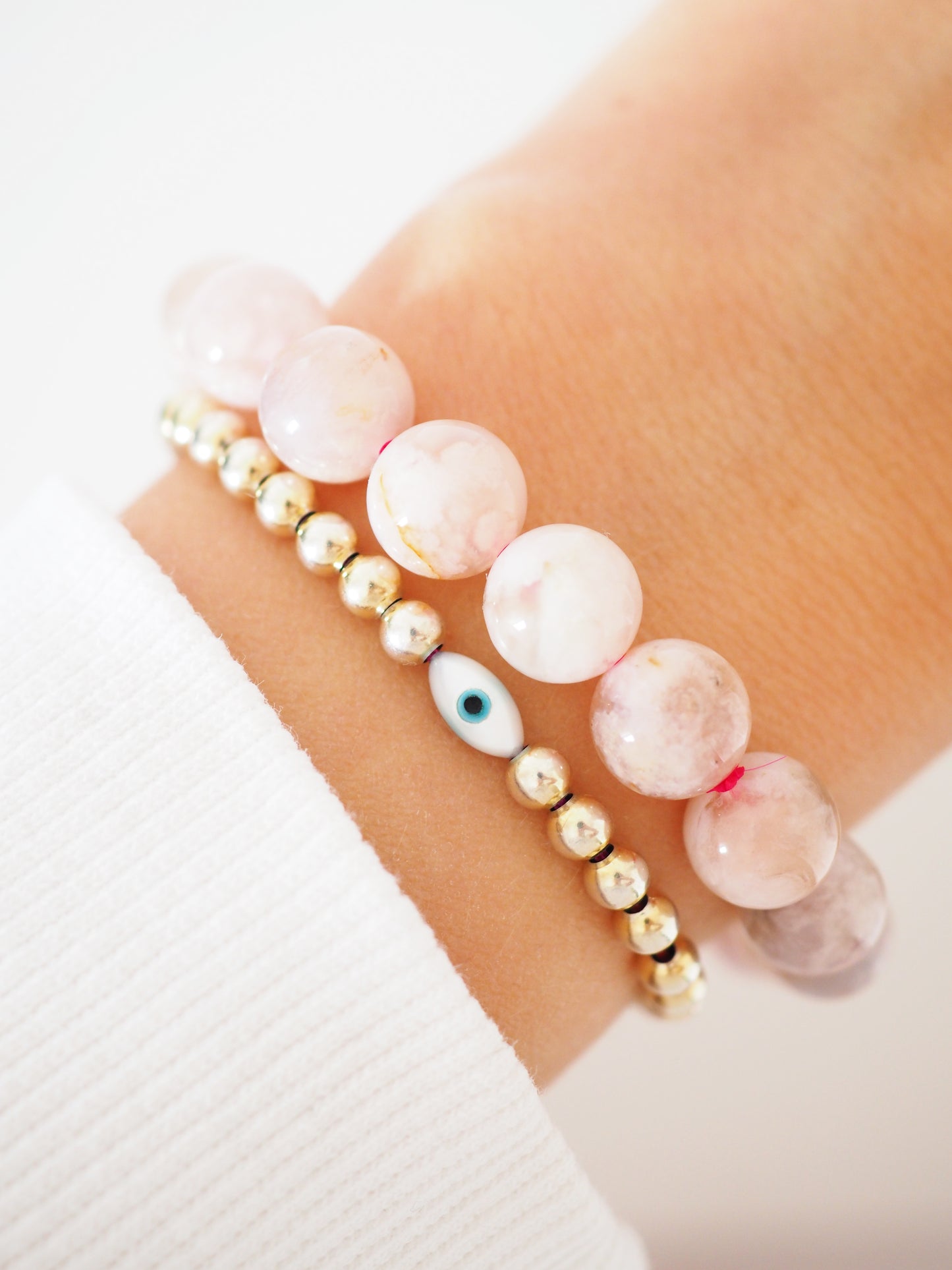 Blumenachat Kugel Armband . Flower Agate Bracelet ca. 1 cm - aus Madagascar HIGH QUALITY