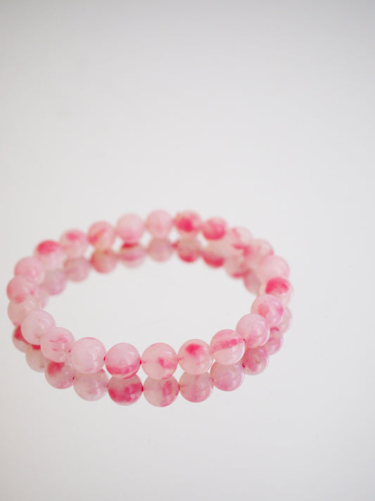 Rhodonit X Quarz Armband  ca. 8 mm - Madagascar HIGH QUALITY