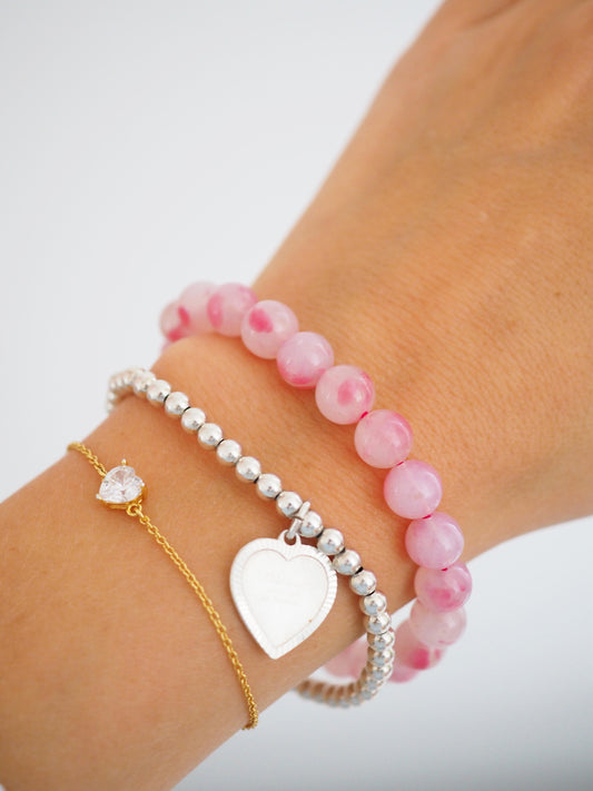 Rhodonit X Quarz Armband  ca. 8 mm - Madagascar HIGH QUALITY