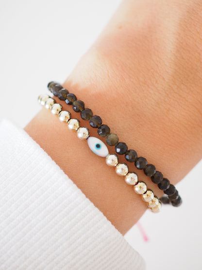 Gold Schimmer Obsidian . Goldsheen Obsidian Armband Facettiert ca. 4 mm - aus Mexiko HIGH QUALITY