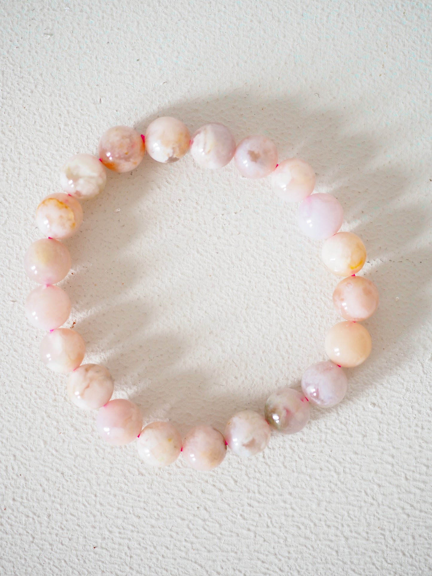 Blumenachat Kugel Armband . Flower Agate Bracelet ca. 1 cm - aus Madagascar HIGH QUALITY