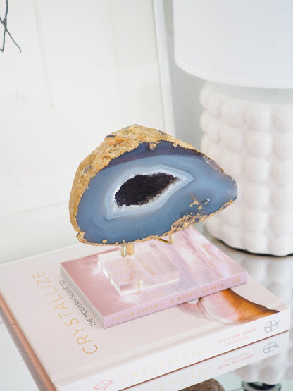 Blau Graue Achat Geode . Agate Geode  ca xx cm  - aus Brasilien HIGH QUALITY Handpoliert