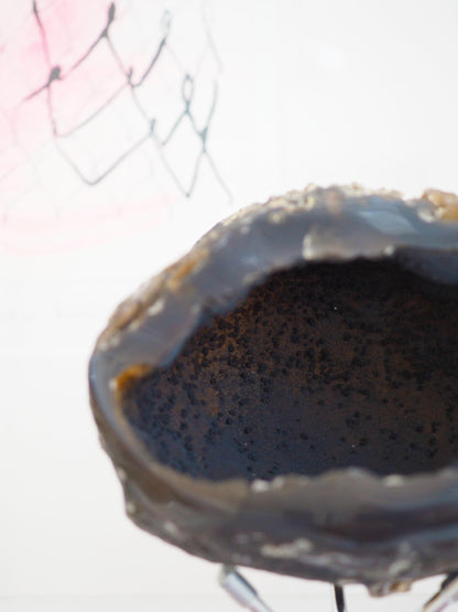 Schwarze mystische Achat Geode . Agate Geode  ca 14 cm [xx] - aus Brasilien High Quality Handpoliert