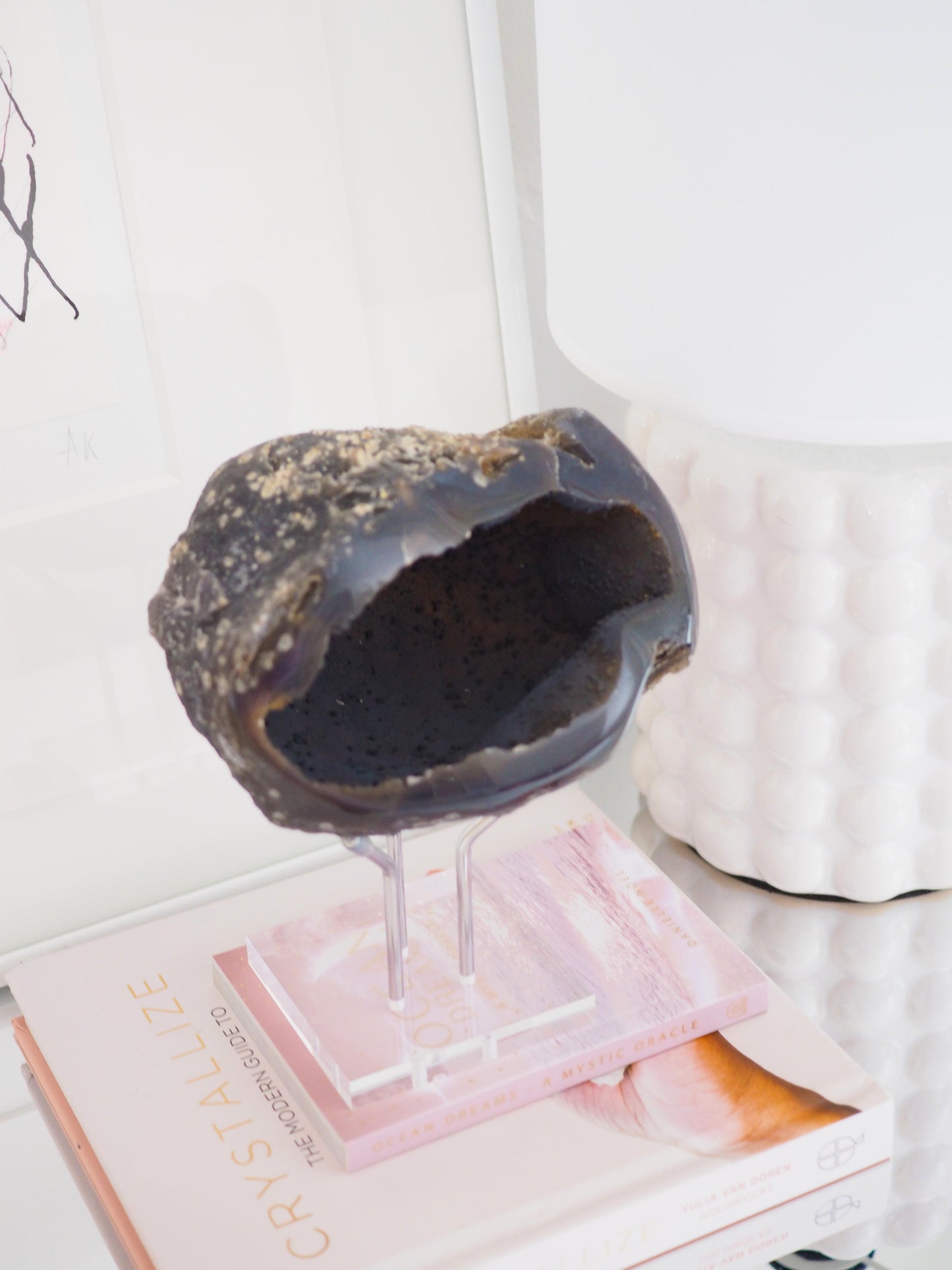 Schwarze mystische Achat Geode . Agate Geode  ca 14 cm [xx] - aus Brasilien High Quality Handpoliert