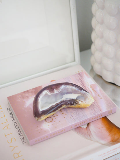 Druzy Achat Geode Natürliche Mond Form . Druzy Agate Geode ca. xx cm  - High Quality Hand Polished RARE