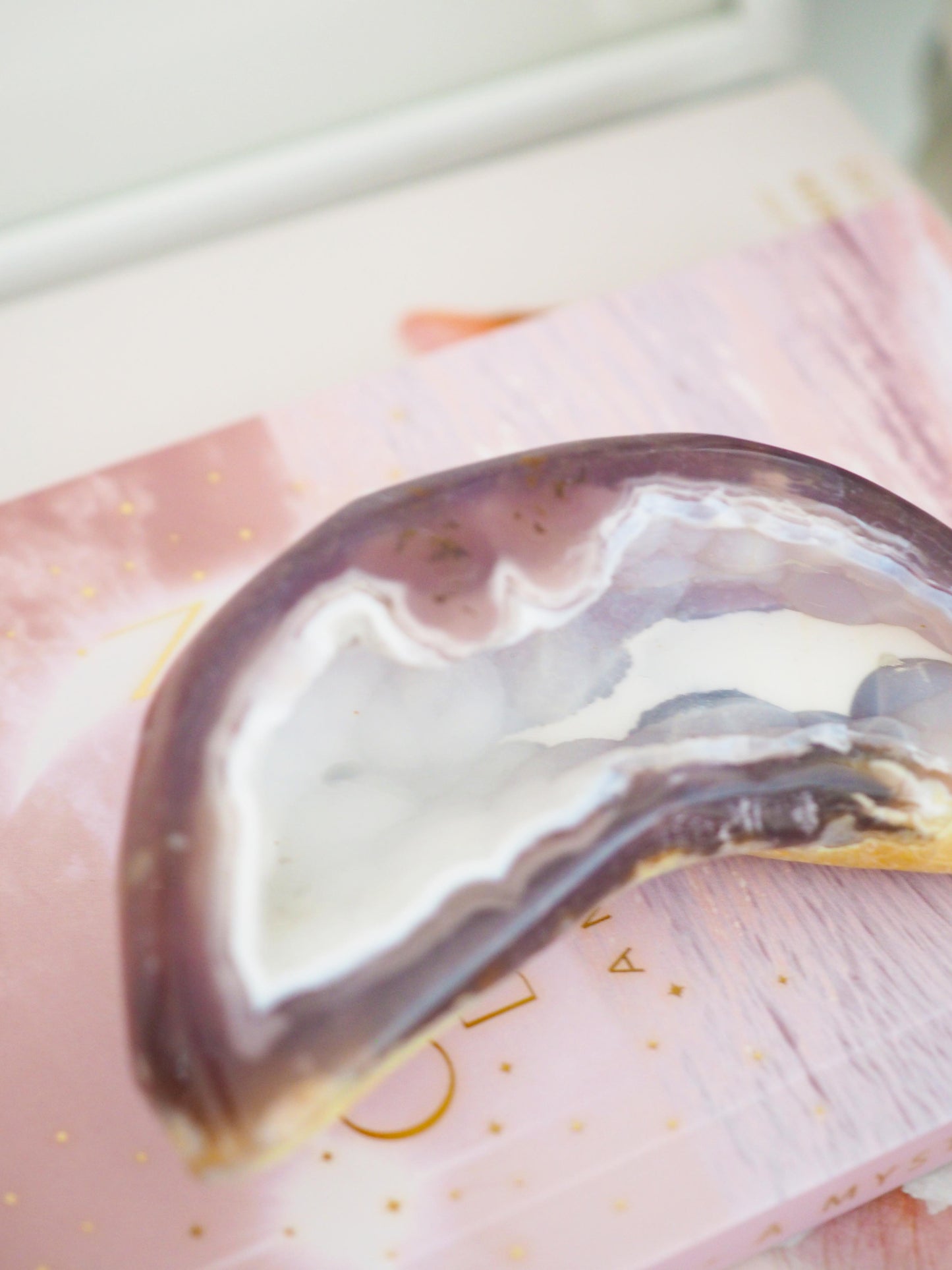 Druzy Achat Geode Natürliche Mond Form . Druzy Agate Geode ca. xx cm  - High Quality Hand Polished RARE