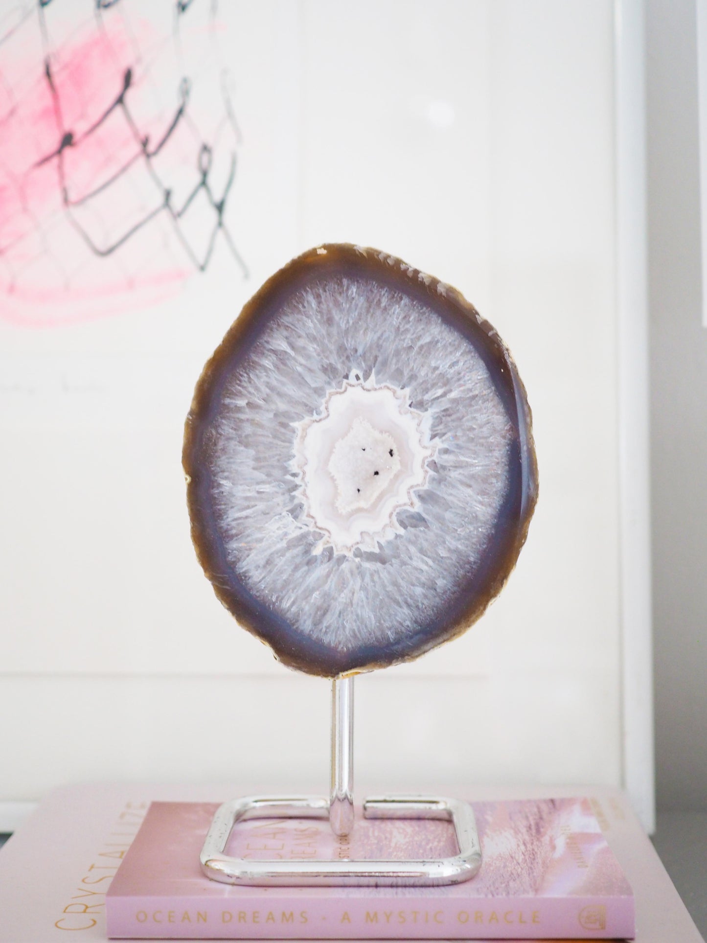 Druzy Achat Geode auf Ständer 78. Halter ca 15.5 cm  - aus Brasilien HIGH QUALITY Handpoliert