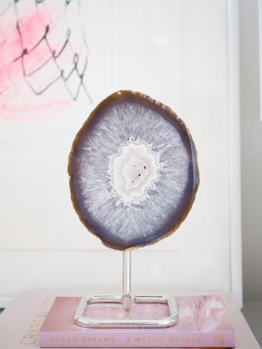 Druzy Achat Geode auf Ständer 78. Halter ca 15.5 cm  - aus Brasilien HIGH QUALITY Handpoliert