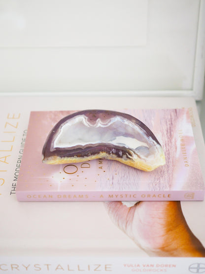 Druzy Achat Geode Natürliche Mond Form . Druzy Agate Geode ca. xx cm  - High Quality Hand Polished RARE