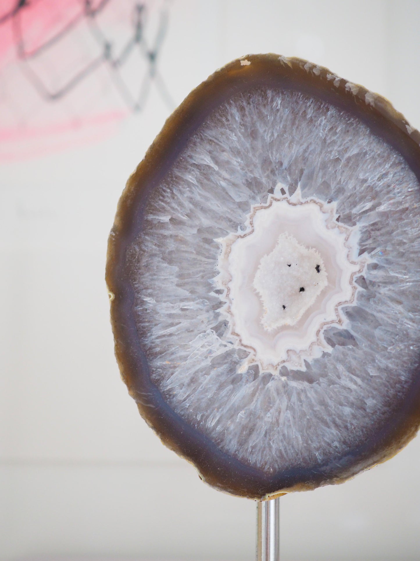 Druzy Achat Geode auf Ständer 78. Halter ca 15.5 cm  - aus Brasilien HIGH QUALITY Handpoliert