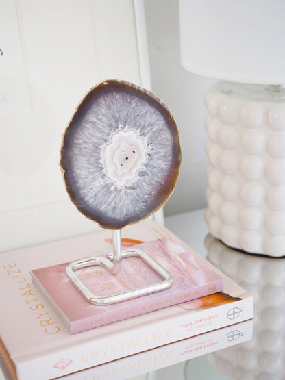 Druzy Achat Geode auf Ständer 78. Halter ca 15.5 cm  - aus Brasilien HIGH QUALITY Handpoliert