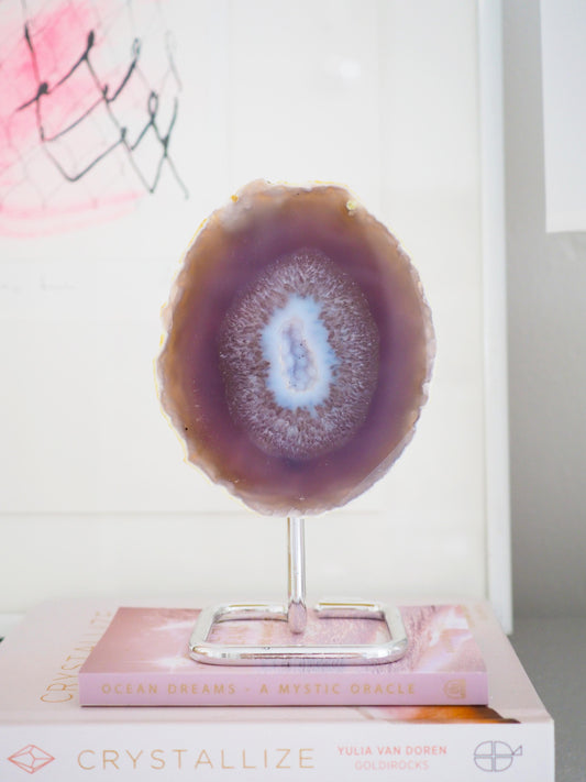 Druzy Achat Geode auf Ständer 78. Halter ca 15.5 cm  - Brasilien HIGH QUALITY Handpoliert