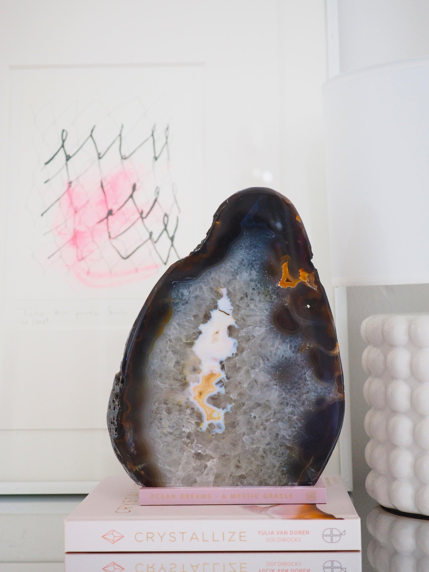 XXL Braun Rosa Achat Cut Base . Freiform mit Quarz  ca 21 cm [xx] - aus Brasilien HIGH QUALITY Handpoliert