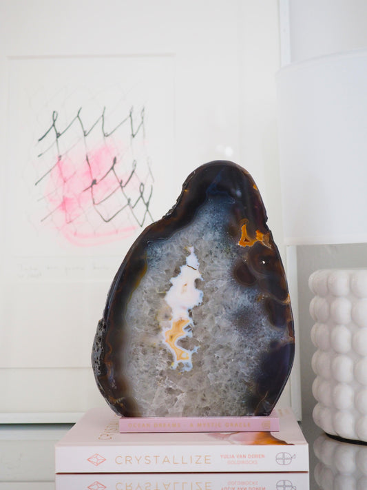 XXL Braun Rosa Achat Cut Base . Freiform mit Quarz  ca 21 cm [xx] - aus Brasilien HIGH QUALITY Handpoliert