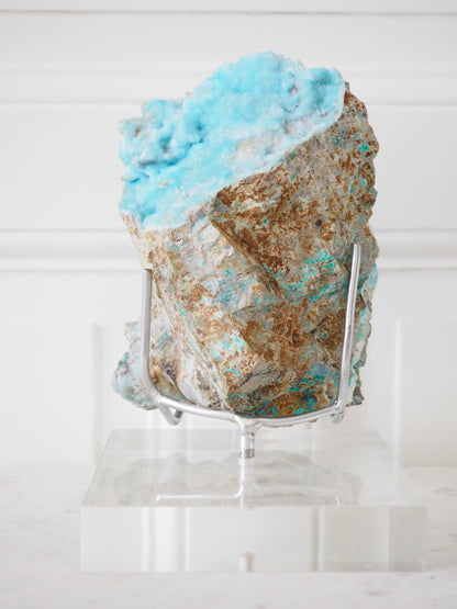 Eis blauer Aragonit auf Ständer Halter ca. 24 x 13cm. PARADISE COLLECTION - aus Yunan China