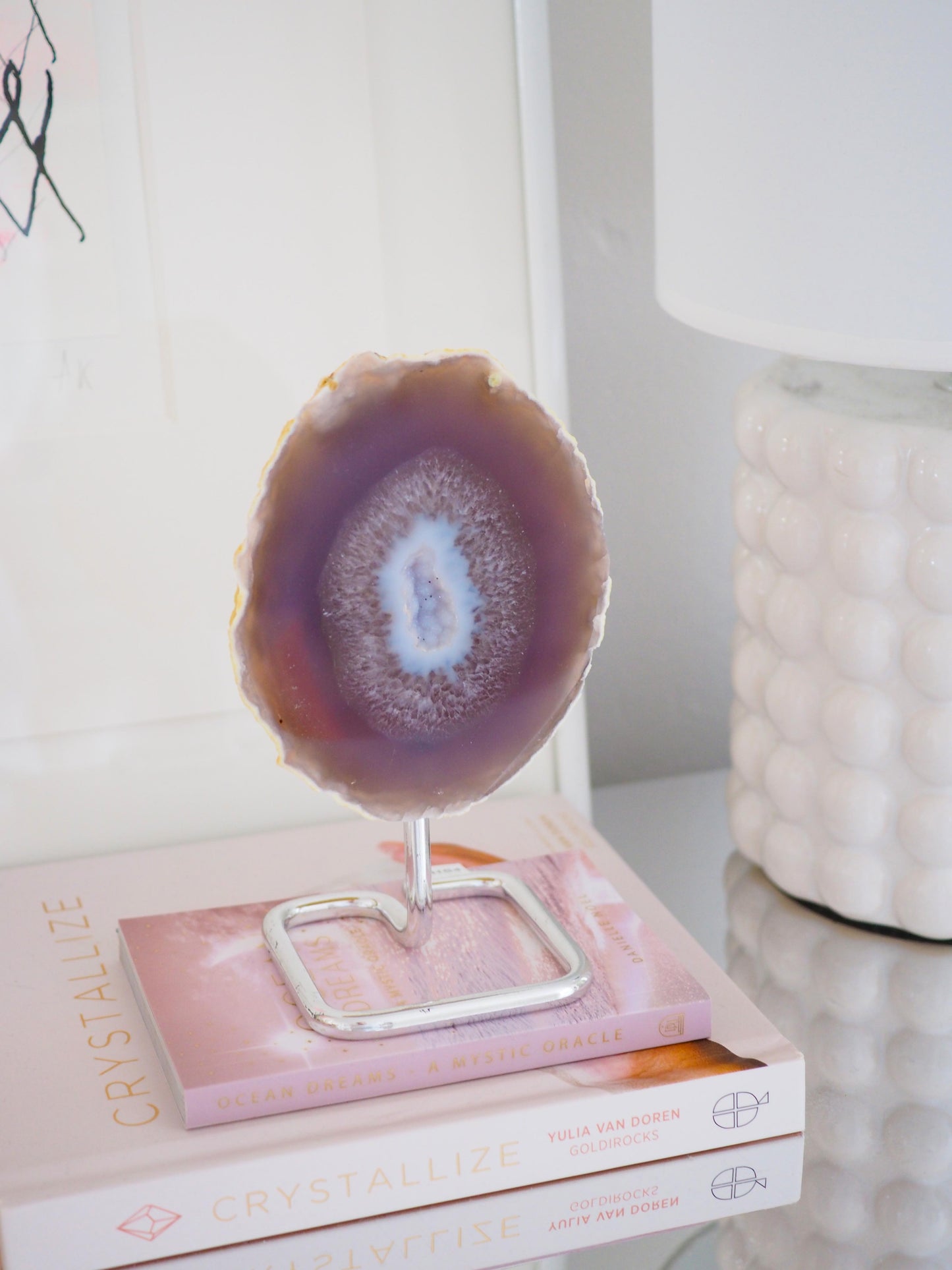 Druzy Achat Geode auf Ständer 78. Halter ca 15.5 cm  - Brasilien HIGH QUALITY Handpoliert