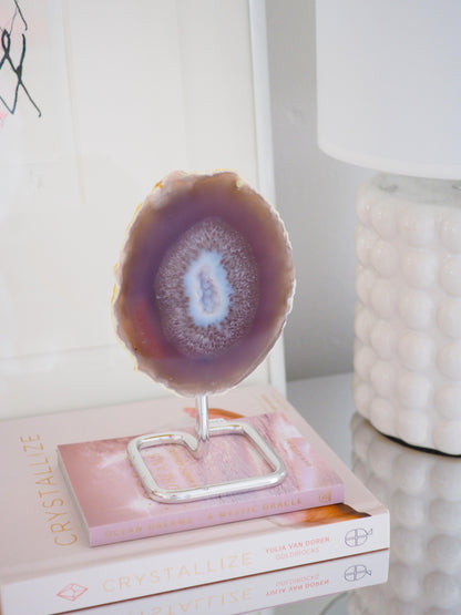 Druzy Achat Geode auf Ständer 78. Halter ca 15.5 cm  - Brasilien HIGH QUALITY Handpoliert