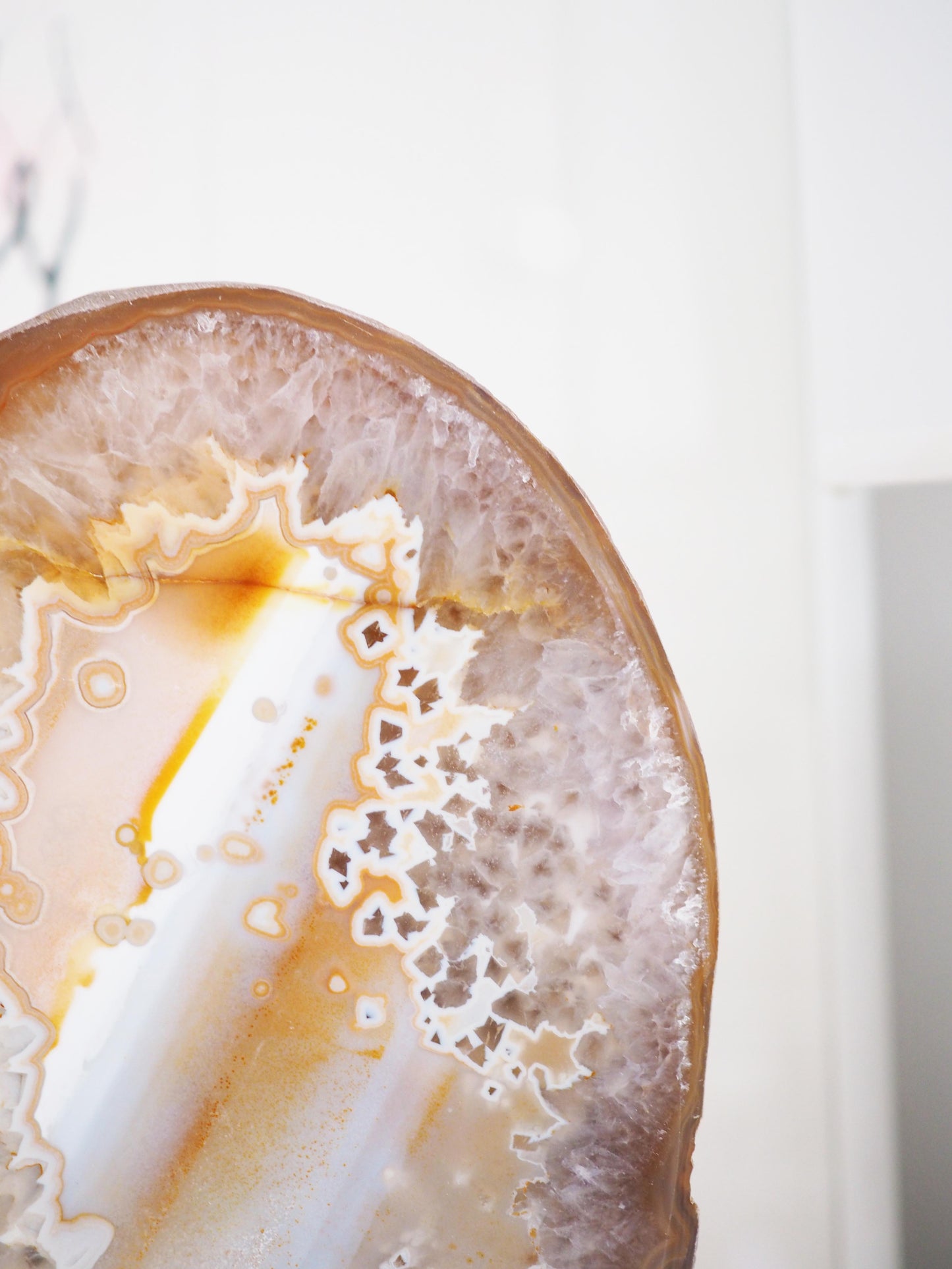 XXL Hellbraun Beige Orangene Druzy Achat Cut Base . Freiform mit Quarz ca 16 cm [xx] - aus Brasilien HIGH QUALITY Handpoliert