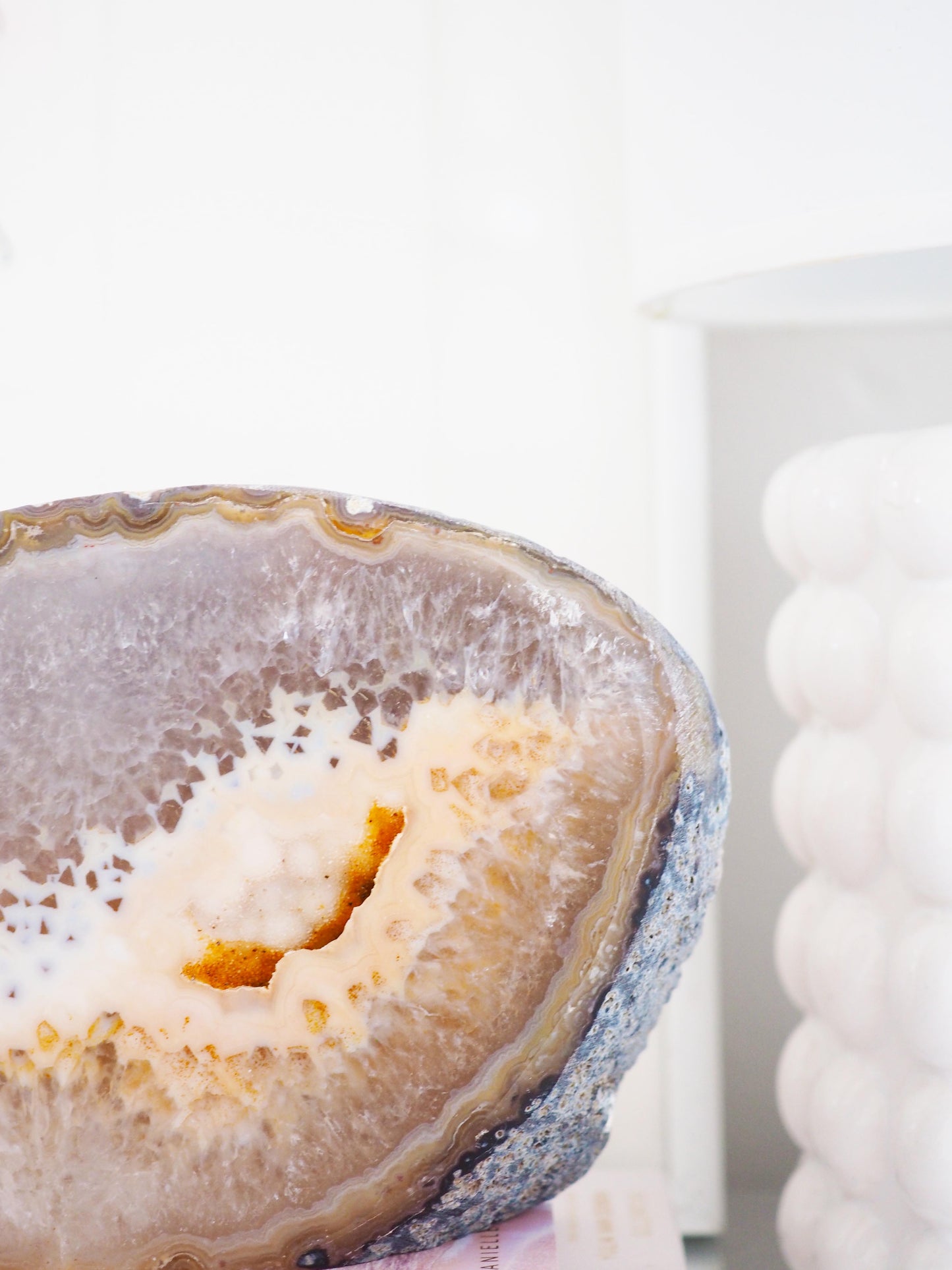 XL Beige Peach Gelbe Druzy Achat Cut Base . Freiform .  ca 18 cm [xx] - aus Brasilien HIGH QUALITY Handpoliert