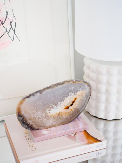 XL Beige Peach Gelbe Druzy Achat Cut Base . Freiform .  ca 18 cm [xx] - aus Brasilien HIGH QUALITY Handpoliert