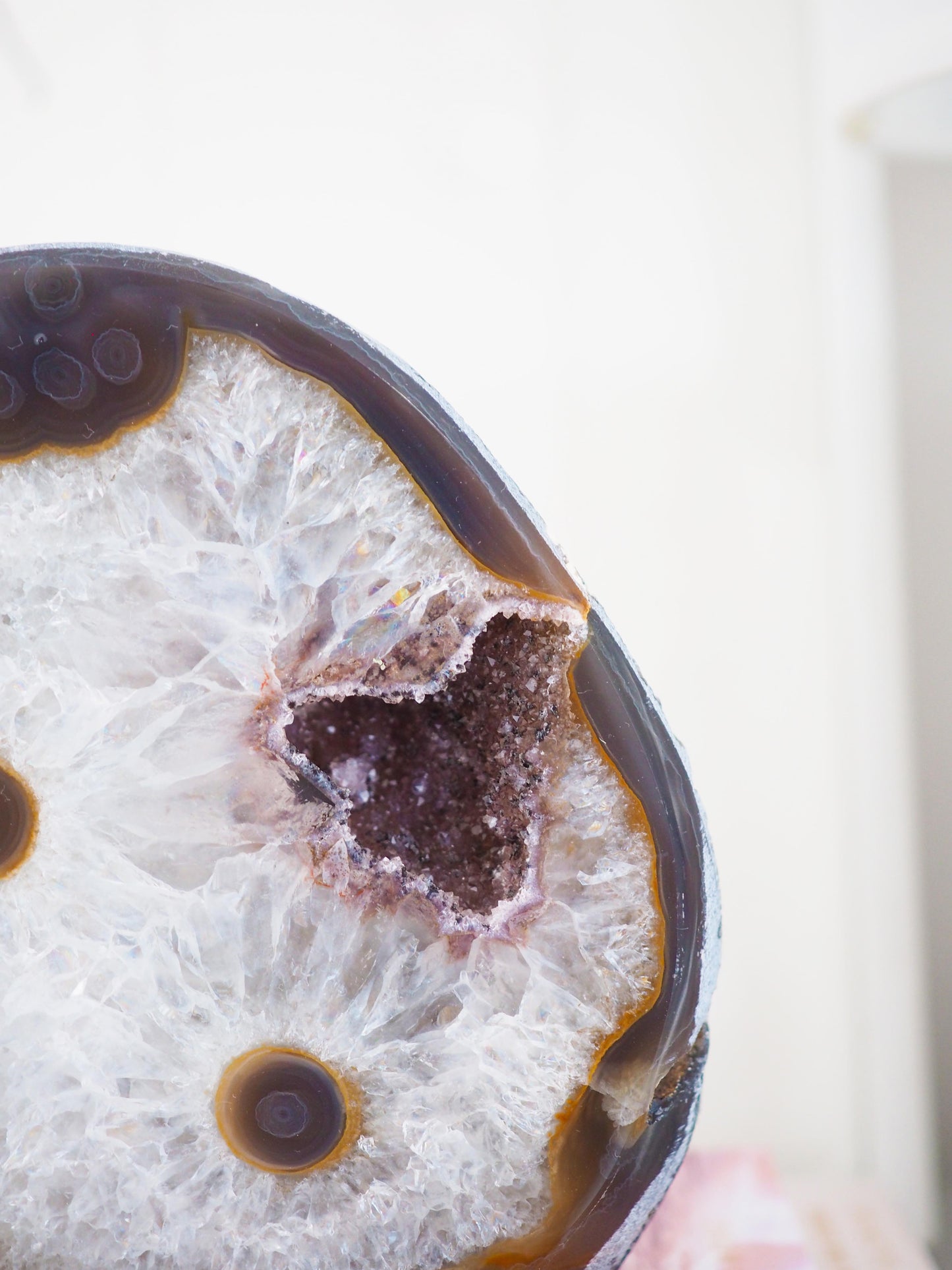 Violett Braune Druzy Achat Cut Base mit HERZ  . Freiform  mit Quarz  ca 12 cm [xx] - aus Brasilien HIGH QUALITY Handpoliert