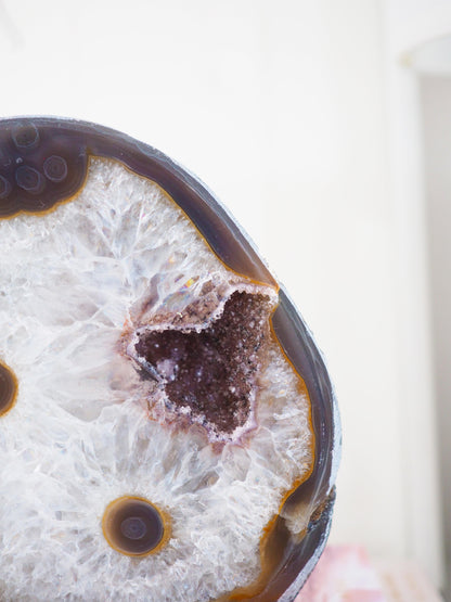 Violett Braune Druzy Achat Cut Base mit HERZ  . Freiform  mit Quarz  ca 12 cm [xx] - aus Brasilien HIGH QUALITY Handpoliert