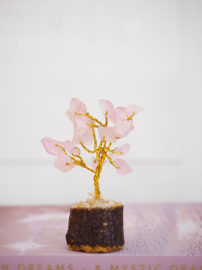 Rosenquarz MINI Glücksbaum ca. 6 cm - Indien HANDMADE