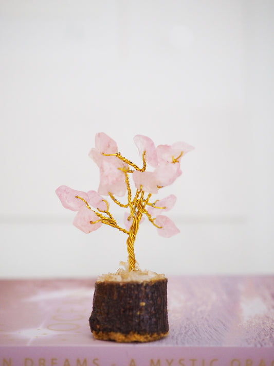 Rosenquarz MINI Glücksbaum ca. 6 cm - Indien HANDMADE