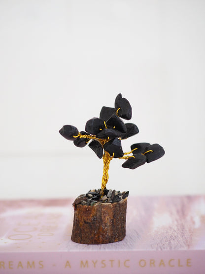 Schwarzer Obsidian MINI Glücksbaum 6cm - Indien HANDMADE