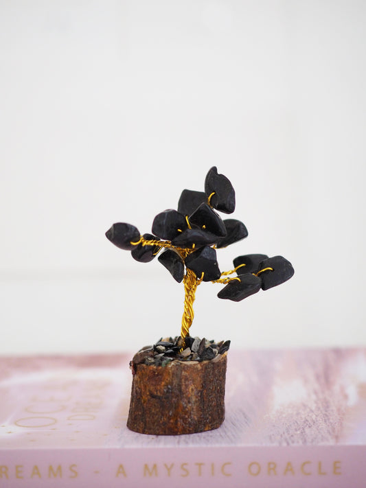 Schwarzer Obsidian MINI Glücksbaum 6cm - Indien HANDMADE