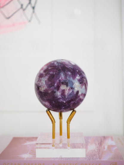 Lepidolit Mica X Quarz Kugel ca. 6 cm - Madagascar HIGH QUALITY