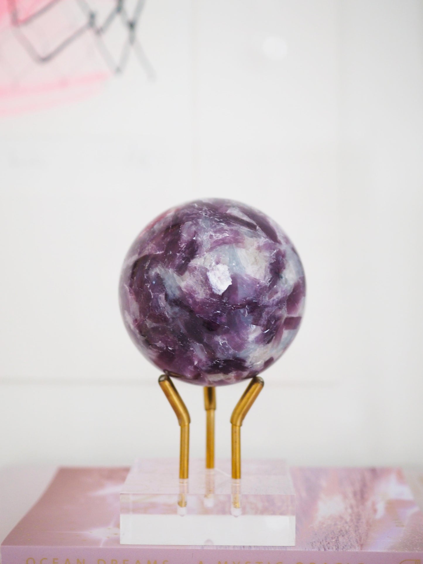 Lepidolit Mica X Quarz Kugel ca. 6 cm - Madagascar HIGH QUALITY