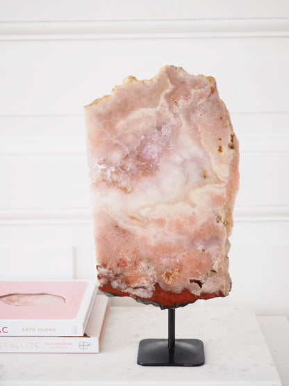 Pink Amethyst Slab auf Ständer Halter ca. 33 x 16cm 2.4Kg. PARADISE COLLECTION - aus Brasilien Boarder Argentina  HIGH QUALITY
