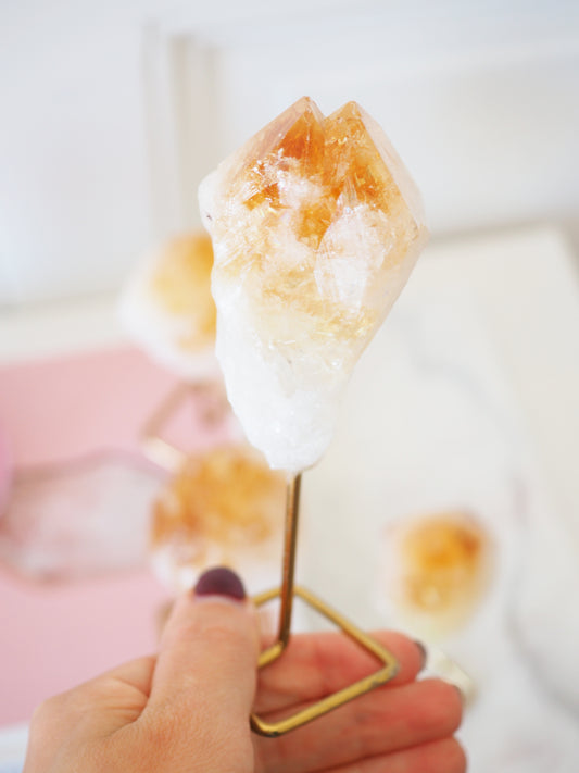 Citrin Spitze/ Wurzel auf Ständer GBR ca. 14 cm (Gebrannter Amethyst) ) - aus Brasilien High Quality