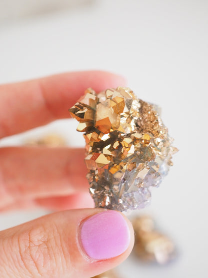 Aurum Quarz . Bergkristall mit echtem Gold Cluster M - aus dem Formazza Tal. Italien RARE