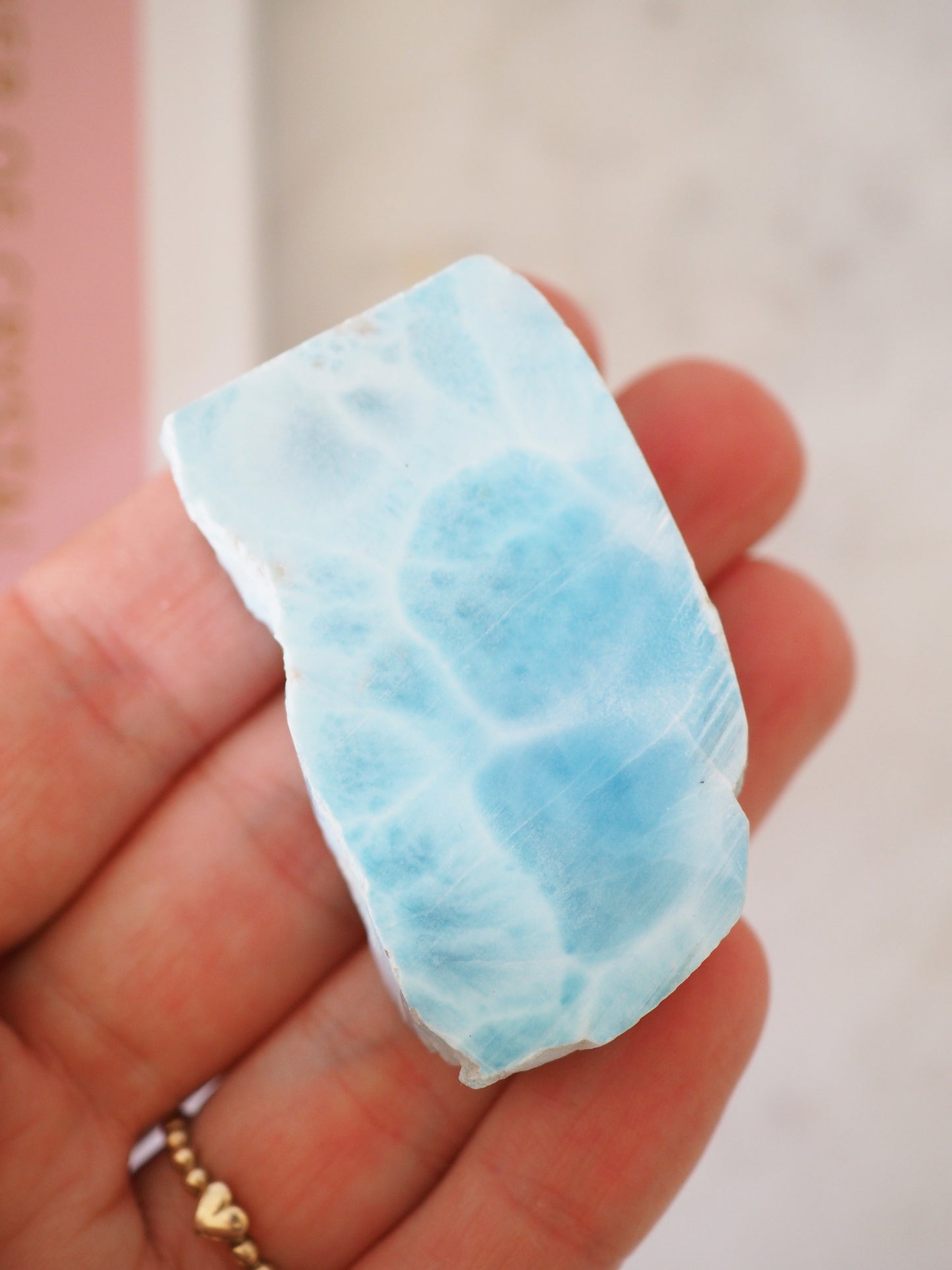 AAA Larimar Scheibe Roh . AAA Larimar Slab Raw  ca. 5 cm 190ct [9]  aus der Dominikanischen Republik RARE