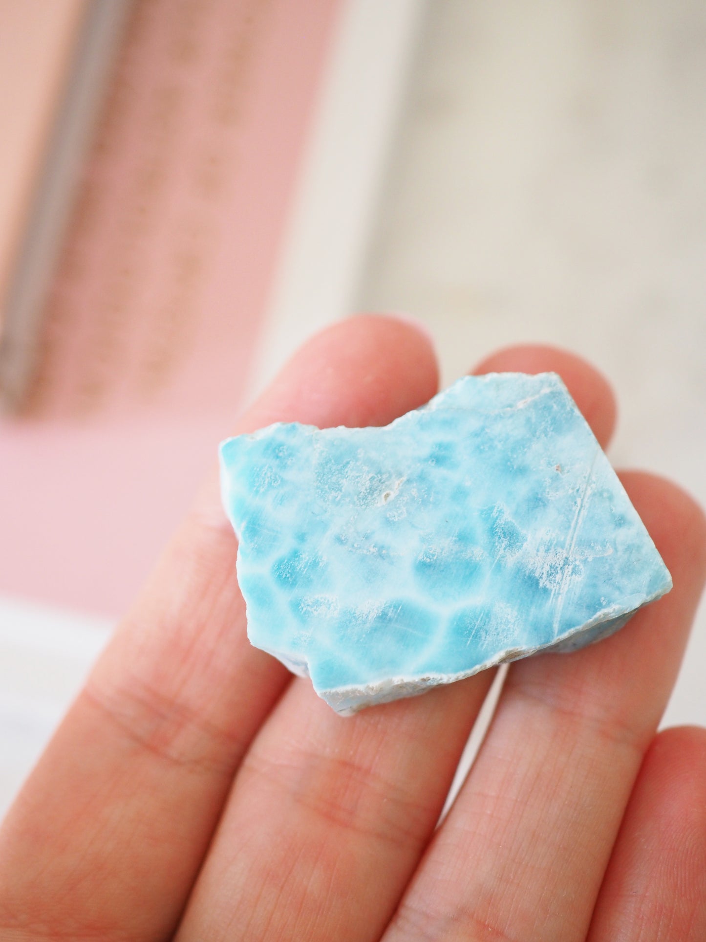 AAA Larimar Scheibe Roh . AAA Larimar Slab Raw 3.3 cm  84.6ct [8]  aus der Dominikanischen Republik RARE