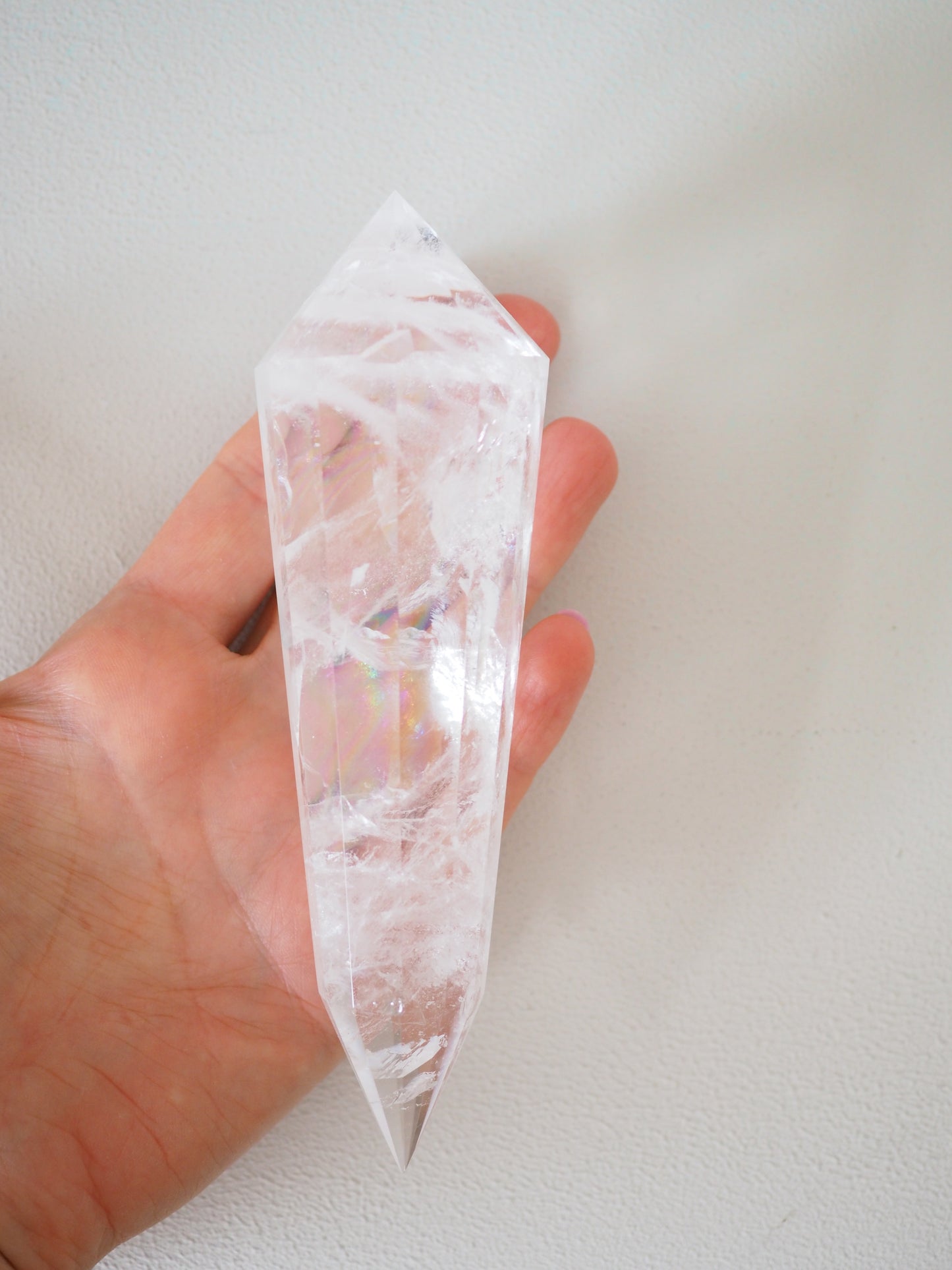 Bergkristall Vogel Kristall mit Regenbögen 12 Seiten ca. 15cm 270g [1] - aus Brasilien Handgeschliffen