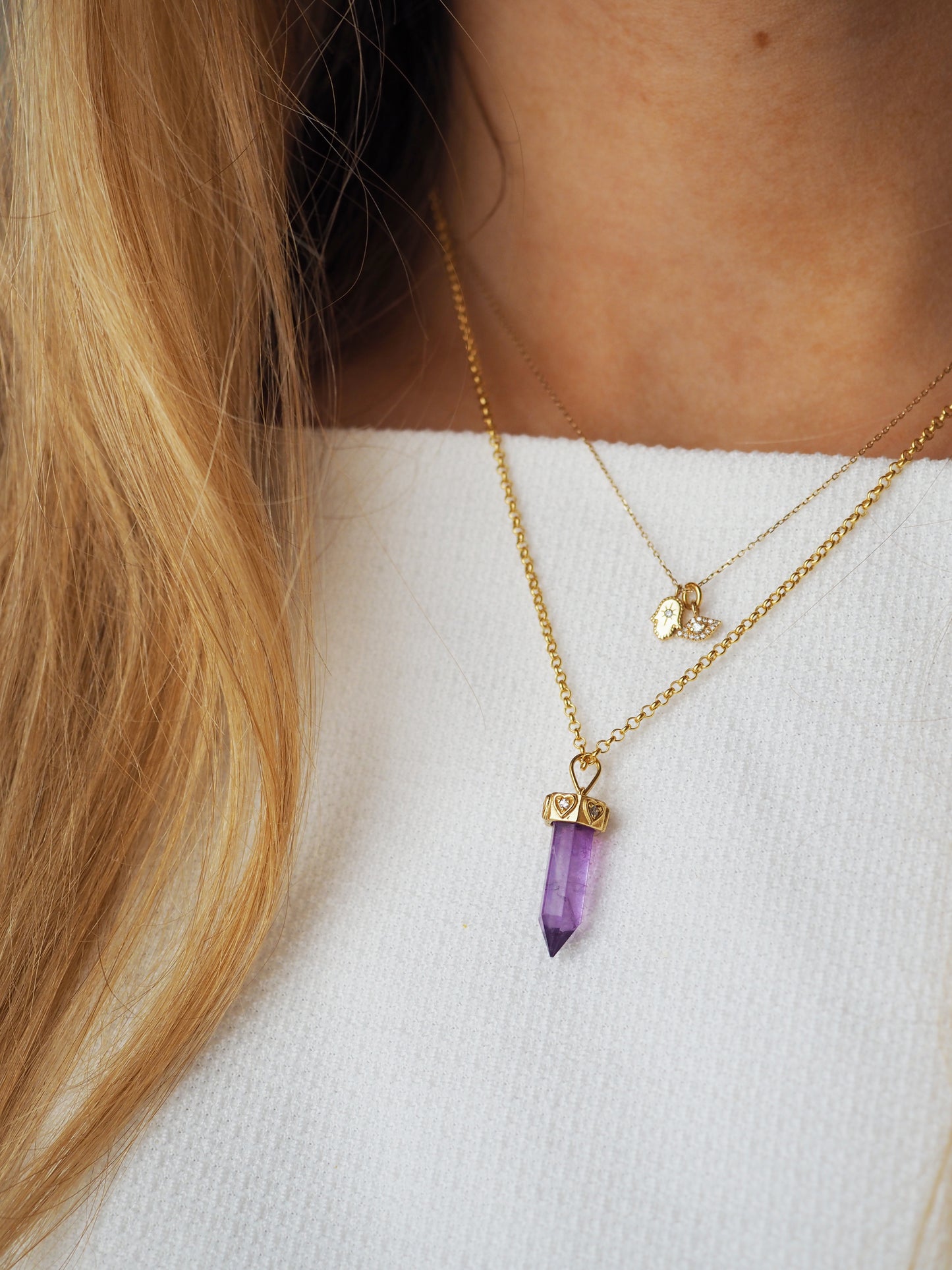 Amethyst mit CZ Anhänger MAGIC CRYSTALS COLLECTION Herz . 925 Sterlingsilber vergoldet MIT Kette 45cm