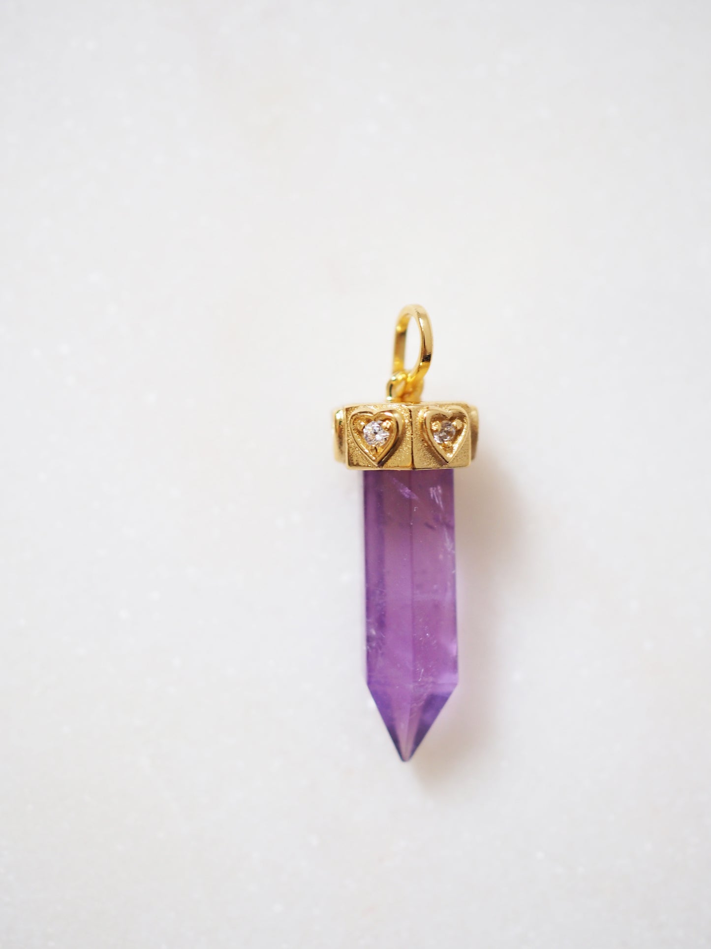 Amethyst mit CZ Anhänger MAGIC CRYSTALS COLLECTION Herz . 925 Sterlingsilber vergoldet MIT Kette 45cm