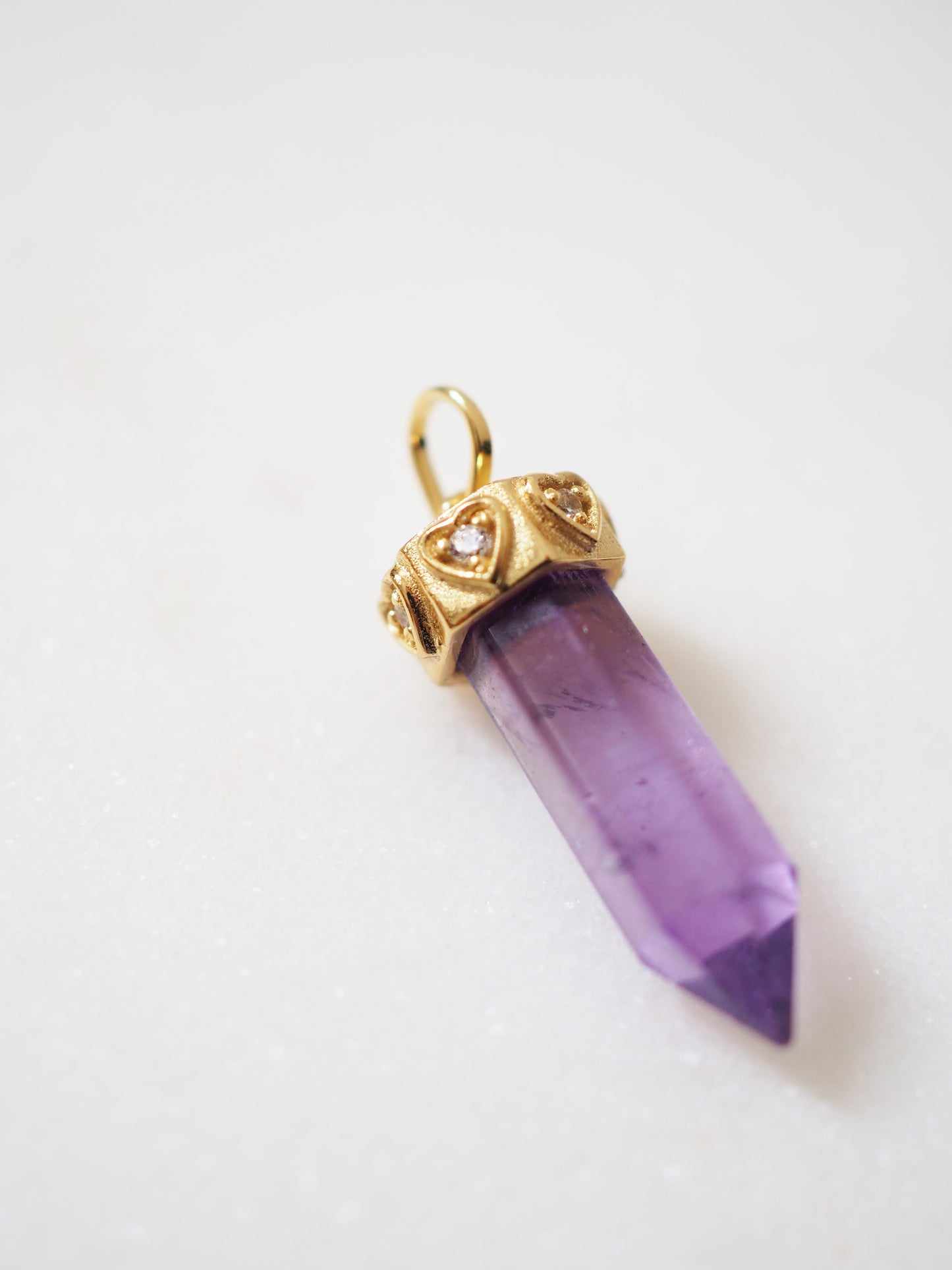 Amethyst mit CZ Anhänger MAGIC CRYSTALS COLLECTION Herz . 925 Sterlingsilber vergoldet MIT Kette 45cm