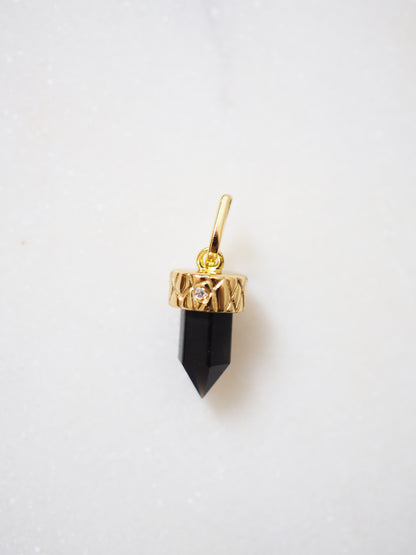 Schwarzer Obsidian mit CZ Anhänger MAGIC CRYSTALS COLLECTION . 925 Sterlingsilber vergoldet MIT Kette 45cm