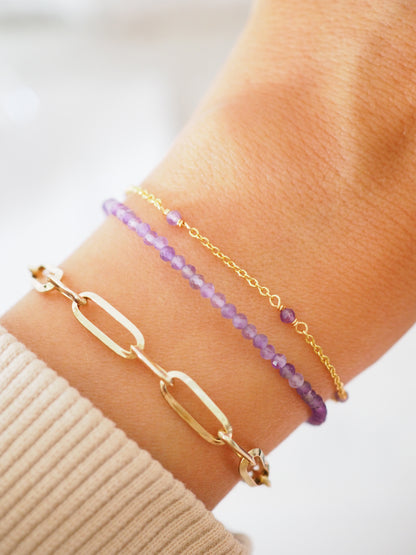 Doppeltes Facettiertes Amethyst Armband ca. 2 mm ONESIZE - High Quality