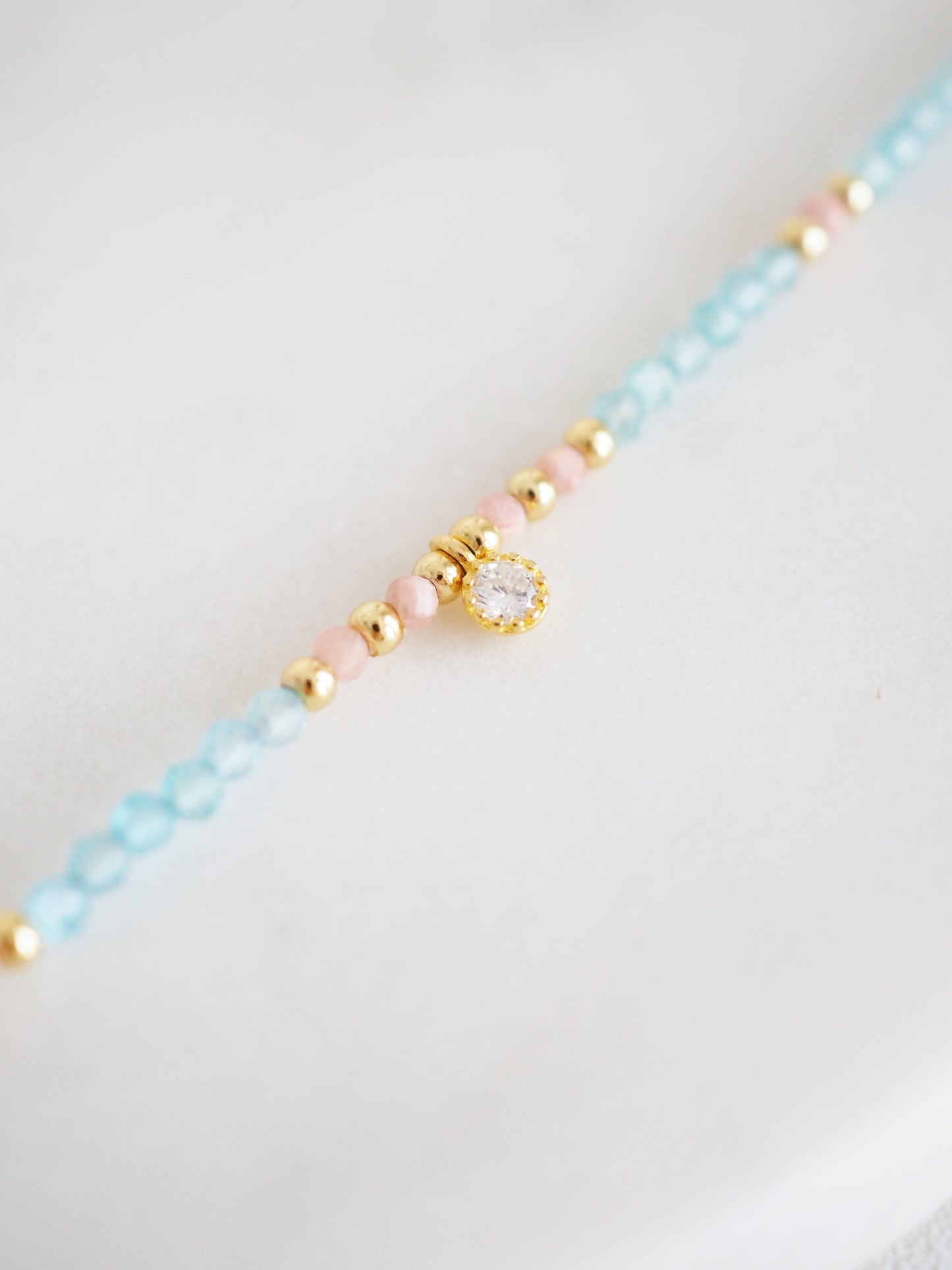 Facettiertes Armband Apatit & Rhodochrosit ca. 16-19cm 925 Sterlingsilber vergoldet