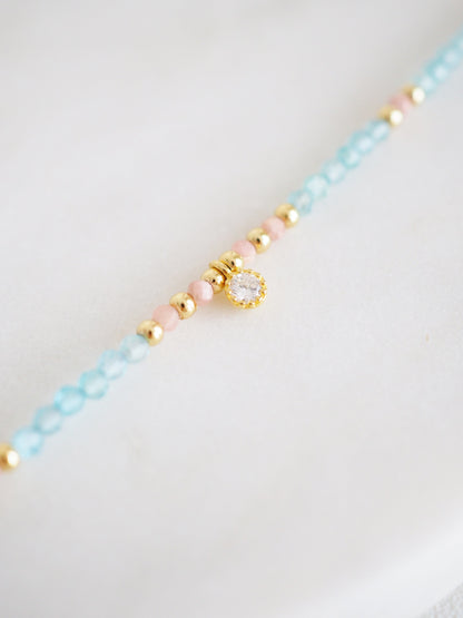 Facettiertes Armband Apatit & Rhodochrosit ca. 16-19cm 925 Sterlingsilber vergoldet
