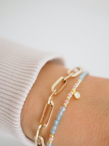 Facettiertes Armband Apatit & Rhodochrosit ca. 16-19cm 925 Sterlingsilber vergoldet