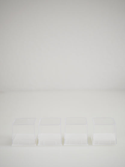 4Stk. Mineralien Box 3 x 3 cm . Weiss Transparent für Mini Minerals