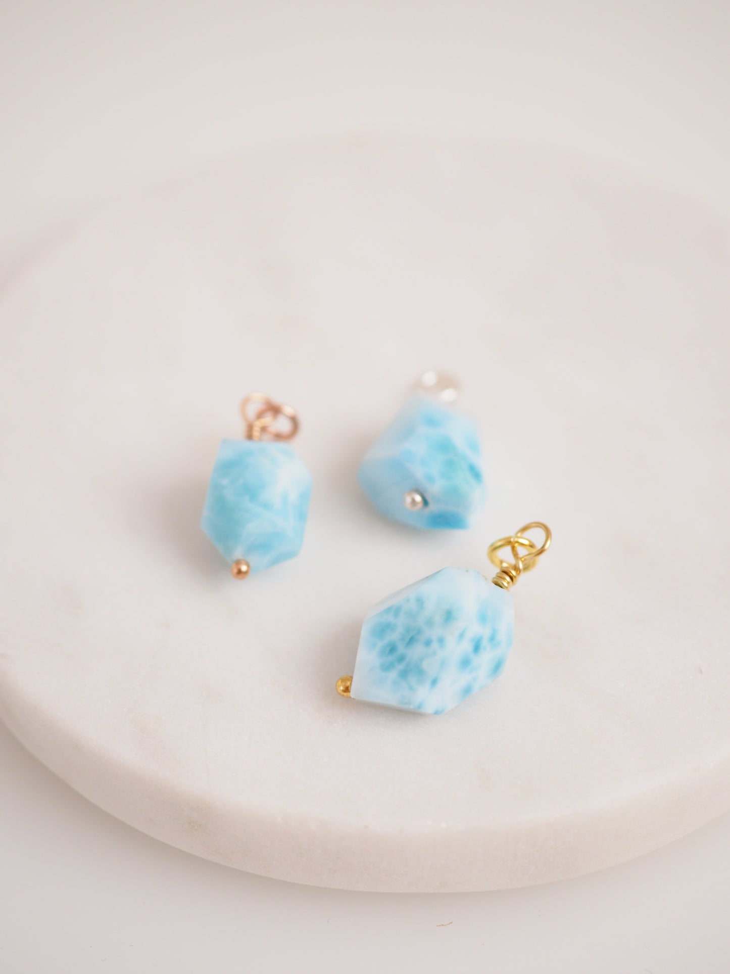 AAA Larimar Anhänger Freeform Handmade 925 Sterlingsilber - aus der Dominikanischen Republik