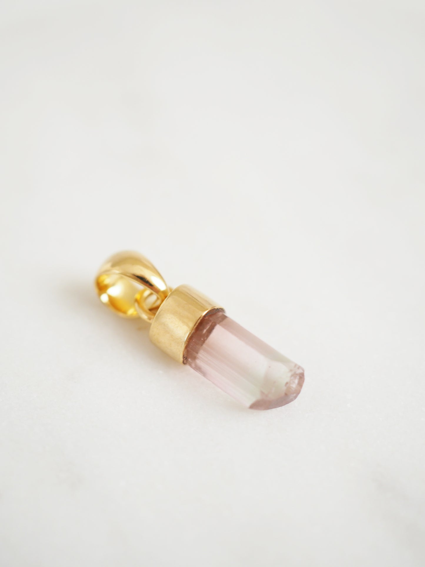 Bi Color Pinker Turmalin Anhänger ca. 23x6 mm -aus 925 Sterlingsilber vergoldet