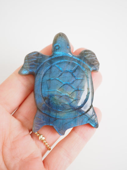 Blaue Labradorit Schilkröte  - aus Madagascar Handcarved High Quality